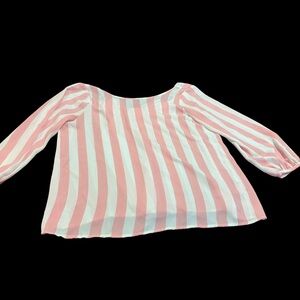 Pink and White Striped Women's Blouse